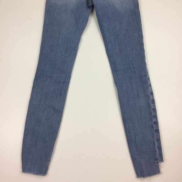 FRAME Le Skinny De Jeanne Westway Light Wash Raw Edge Step Hem Slim Fit Jeans - Picture 9 of 11